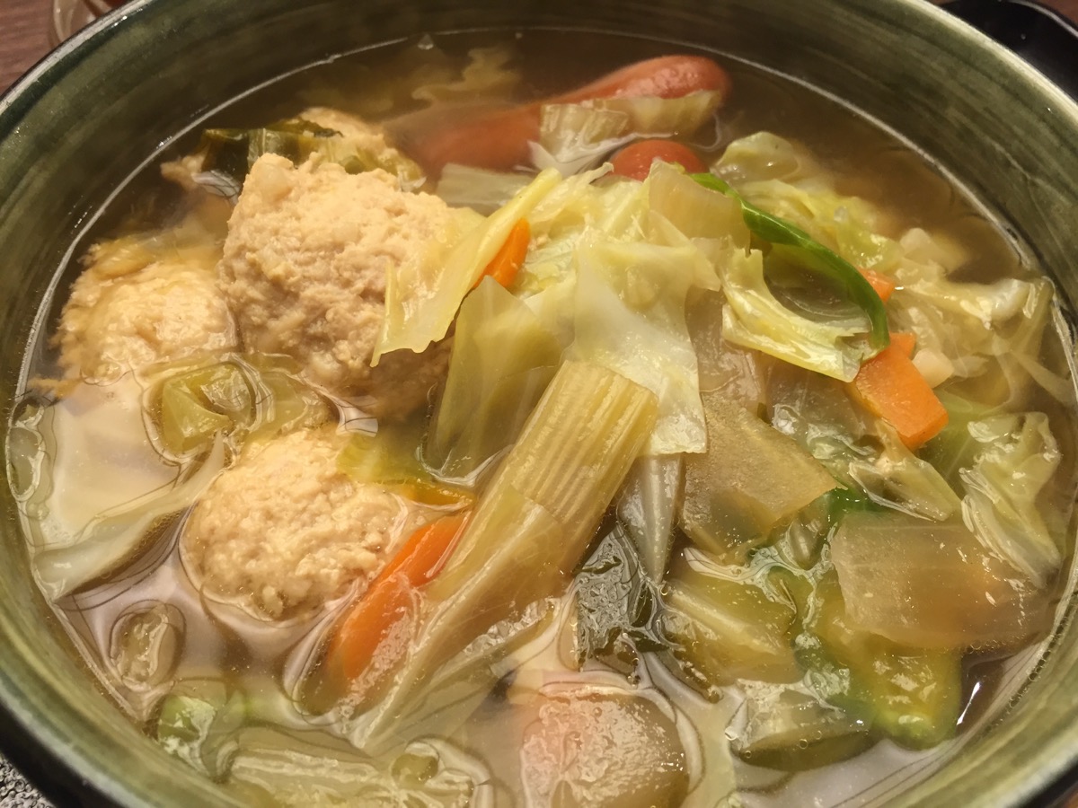 元祖やきとり串八珍茅場町店のつくねたっぷり野菜スープ定食