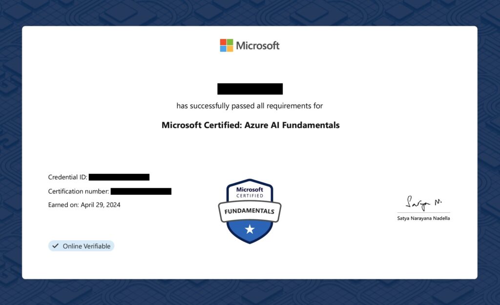 Microsoft Certified: Azure AI Fundamentals