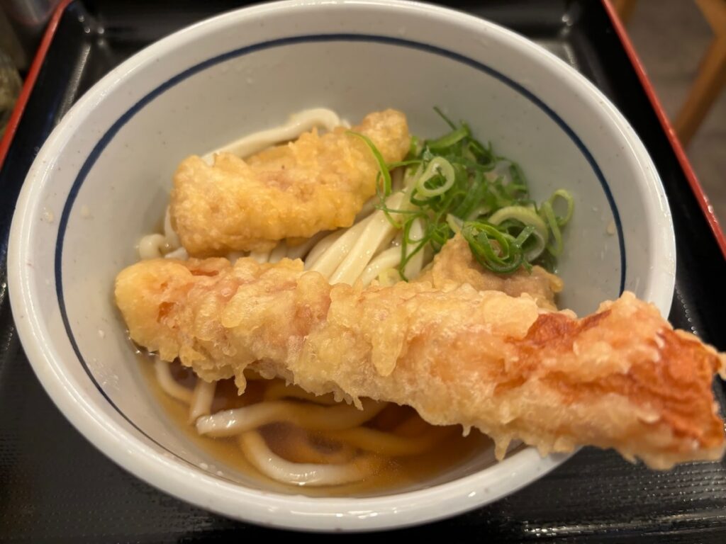 おにやんま東品川店のとり天＆ちくわ天ぶっかけうどん（並）