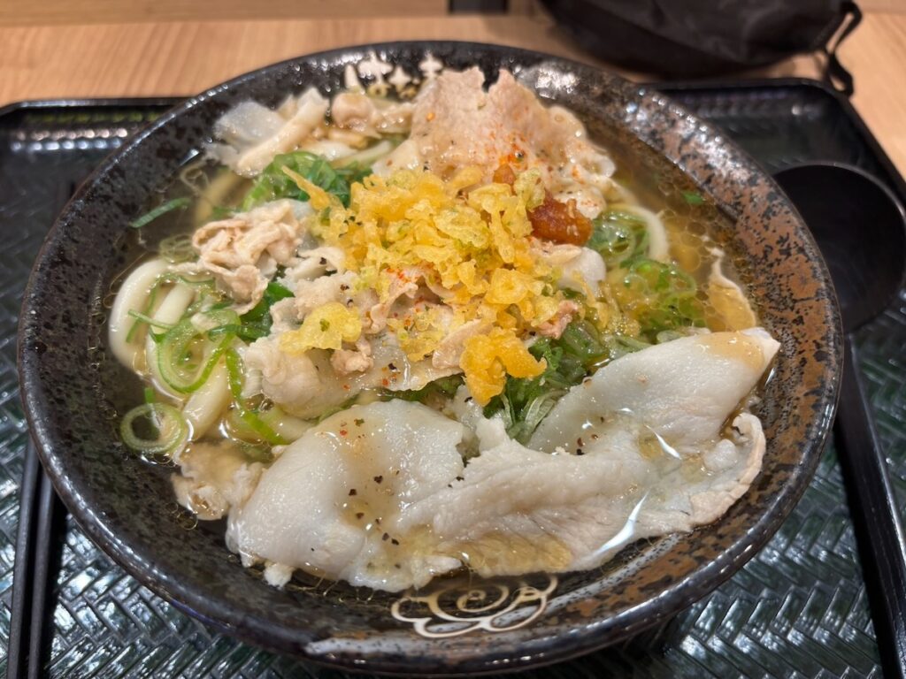 はなまるうどんイオンフードスタイル船堀店の塩豚ねぎうどん