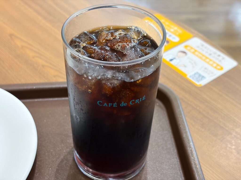 カフェ・ド・クリエアリオ葛西店のアイスコーヒー